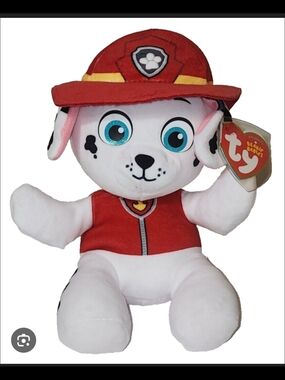 Ty Marshall Plush Puppy in Red and White